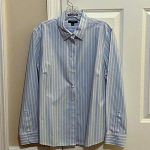 Blue and White Striped Long Sleeve Blouse from Lands' End